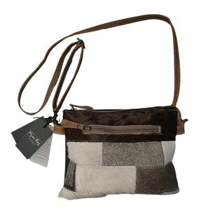 Myra Patchwork Leather Cowhide Crossbody Purse NWT
